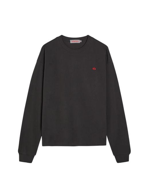 Spense Black Logo-Embroidered Long-Sleeve T-Shirt