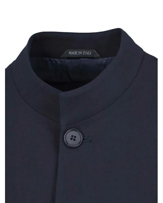 Giorgio Armani Blue Mandarin-Collar Wool Jacket for men