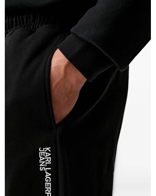 Karl Lagerfeld Black Drawstring-Waist Logo-Print Track Pants for men