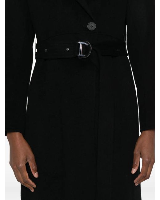 Maje Black Faux-Fur-Collar Belted Coat