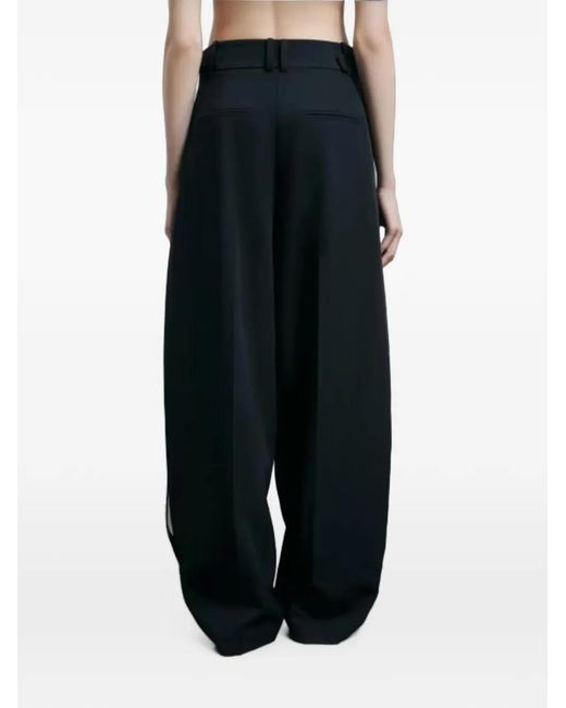 Patrizia Pepe Blue Buckle-Detail Side-Slit Trousers