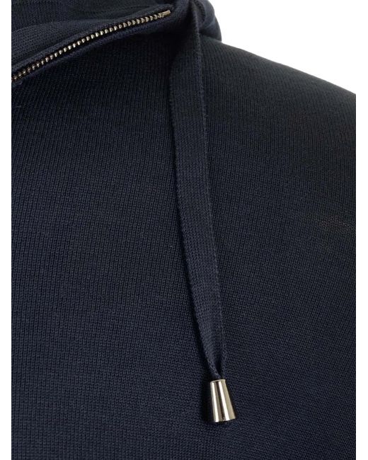 Al Duca D'aosta Blue Zip-Up Drawstring Hoodie for men