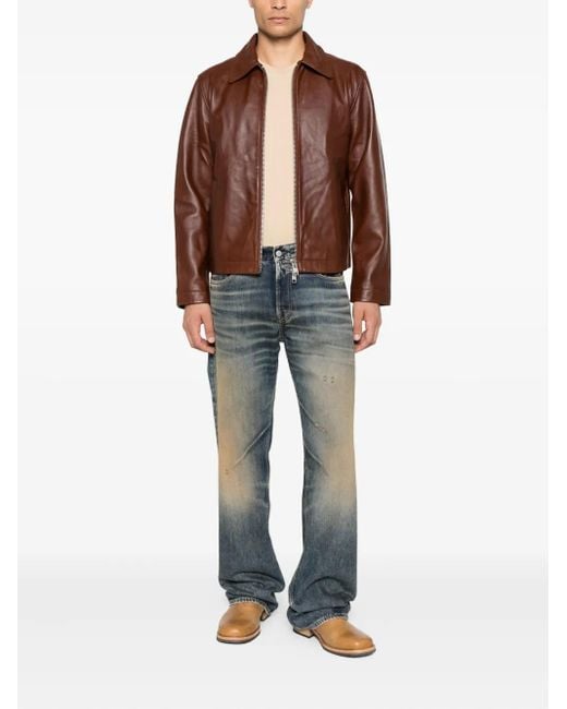 sunflower Brown Zip-Up Leather Jacket for men