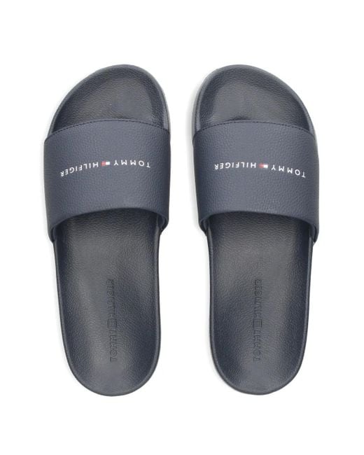 メンズ Tommy Hilfiger Logo-print Slides Blue