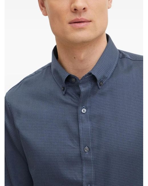 Michael Kors Blue Herringbone-Pattern Shirt for men