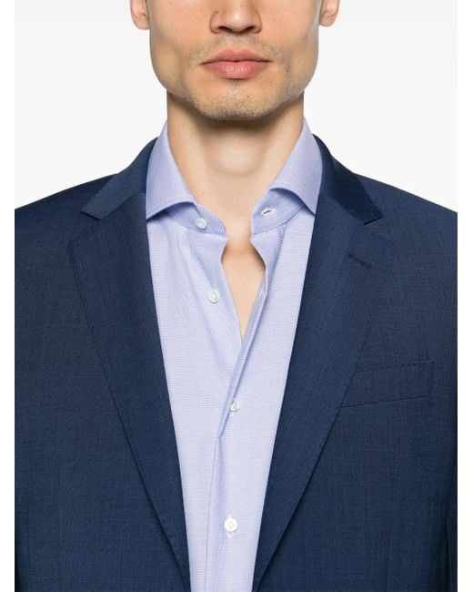 Barba Napoli Blue Jacquard Cotton Shirt for men