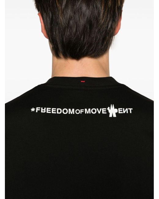 3 MONCLER GRENOBLE Black Logo-appliqué Cotton T-shirt for men