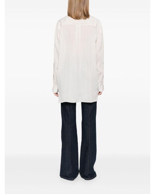 Dorothee Schumacher White Scarf-Detail Striped Blouse