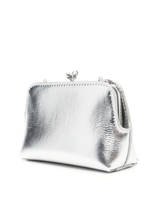 Jil Sander White Goji Micro Metallic Leather Bag