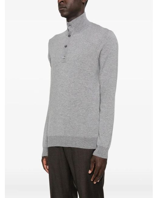 Corneliani Gray Button-Fastening Sweater for men