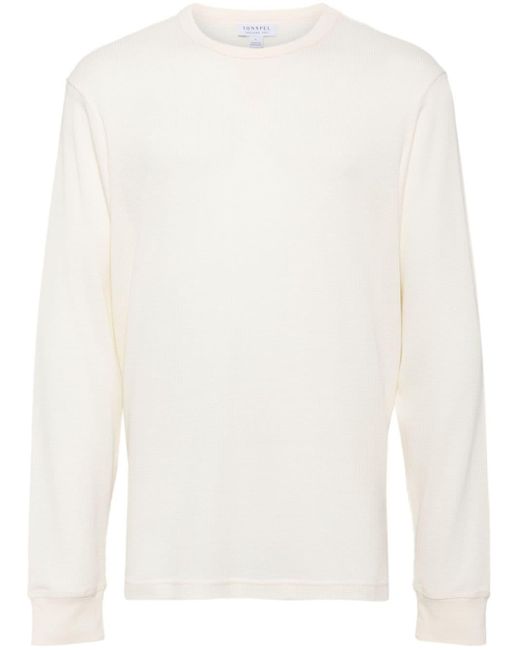 Sunspel White Waffle-knit Cotton T-shirt for men