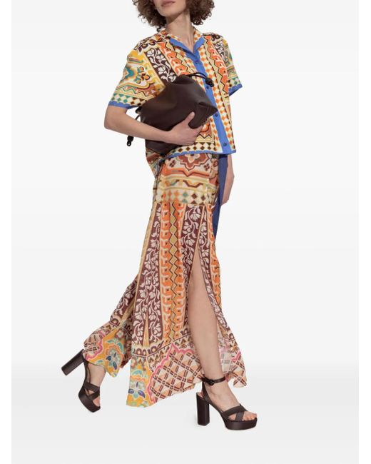 Etro White Patterned Tie-Waist Trousers