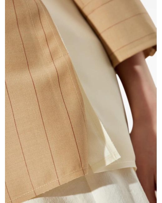 Jil Sander Natural Bluse mit Nadelstreifen