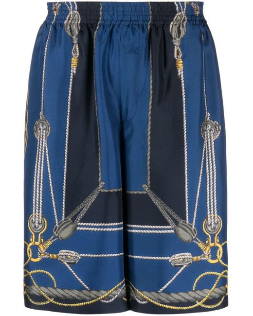 Pantalones cortos con estampado náutico Versace de hombre de color Blue