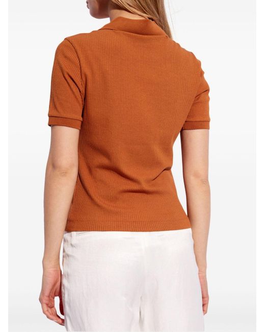 Maison Kitsuné Orange Geripptes Poloshirt