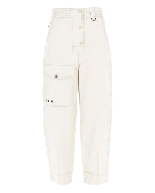 Moncler White Button-Fastening Trousers