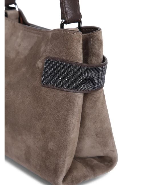 Brunello Cucinelli Brown Essence Small Top-Handle Bag