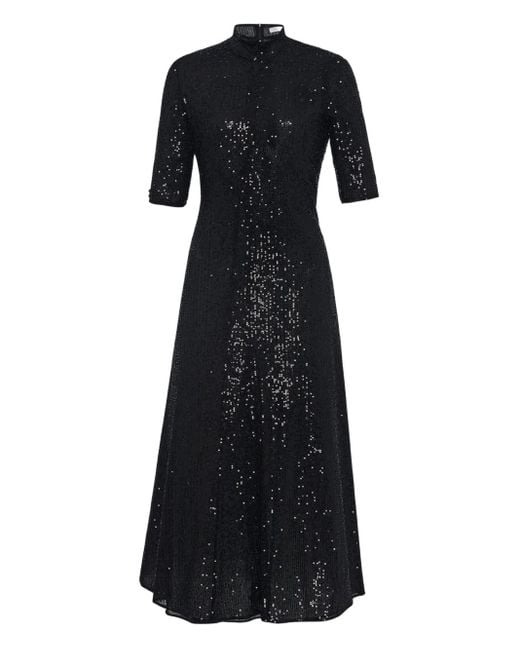 Abito Midi Con Paillettes di Rosetta Getty in Black