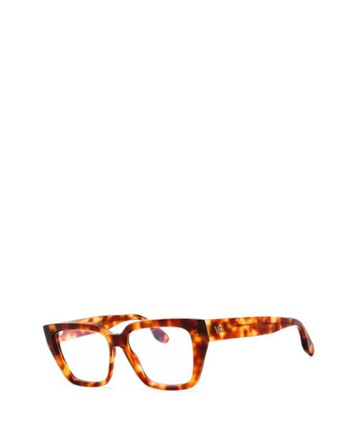 Victoria Beckham Brown Tortoiseshell-Effect Rectangle-Frame Glasses