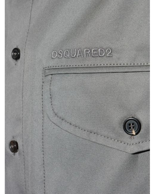 DSquared² Gray Double-Pocket Cotton Shirt for men
