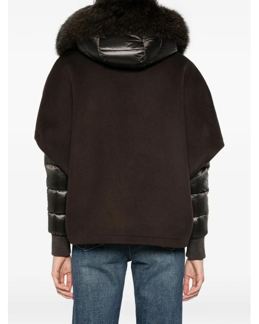 Moorer Black Pegaso Fur-Trim Jacket