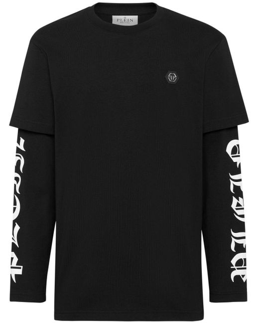 Philipp Plein Black Gothic Plein Cotton T-shirt for men