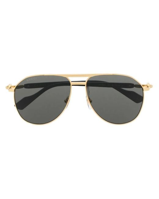 Gucci Gray Pilot-Frame Sunglasses