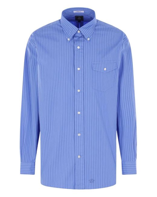J.Press Blue Striped Pocket Shirt for men