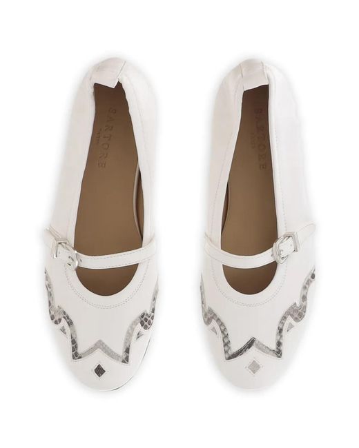 Sartore White Ballerinas Mit Python-Einsatz