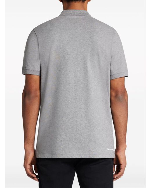 Karl Lagerfeld Gray Ikonik Karl-embroidered Polo Shirt for men