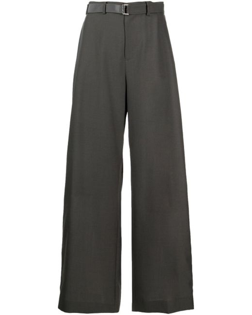 Sacai Gray Satin-stripe Tailored Trousers
