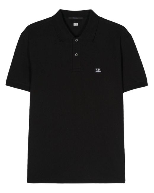 C P Company Black Stretch Piquet Regular Polo Shirt Clothing for men