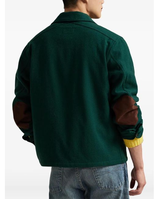 メンズ Polo Ralph Lauren エルボーパッチ シャツジャケット Green