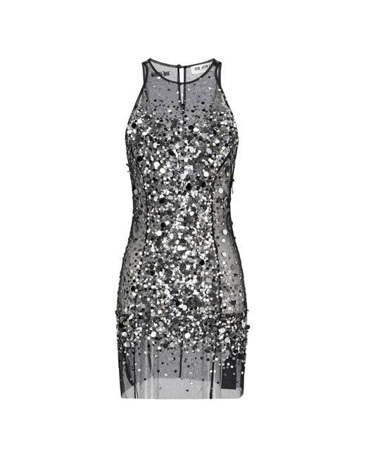 The Attico White Tulle Sequin-Embellished Mini Dress