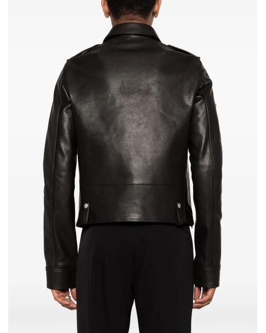 Rick Owens メンズ ブラック ジップアップ レザージャケット 【公式通販】