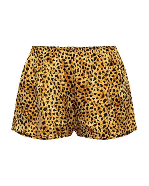 Versace Metallic Leopard-Print Silk Shorts