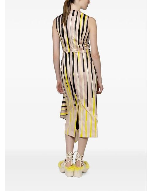 Roksanda White Esra Striped Asymmetric Dress