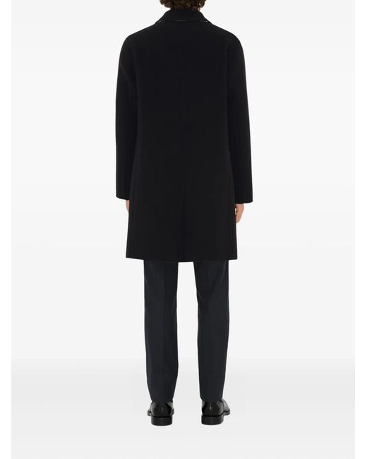Burberry Black Wool Mid-Length Car Coat for men