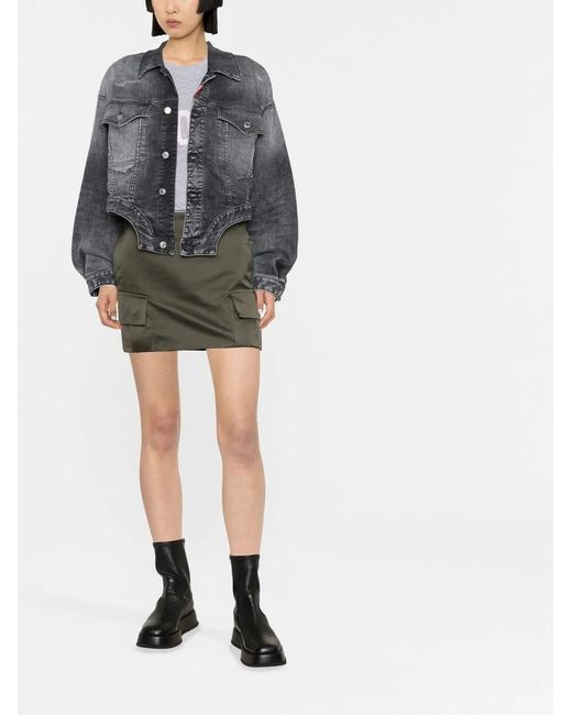 DSquared² Gray Cropped Denim Jacket