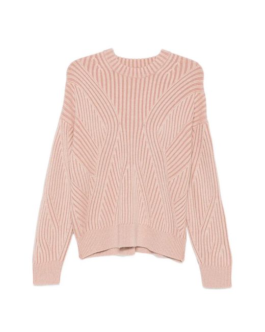 Bompard Pink Ribbed Crew-Neck Sweater