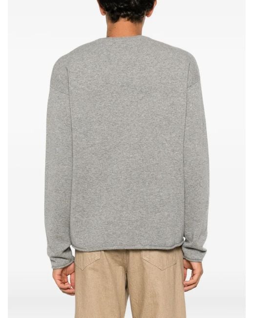 Extreme Cashmere Gray Crew-Neck Long-Sleeve Cashmere Sweater