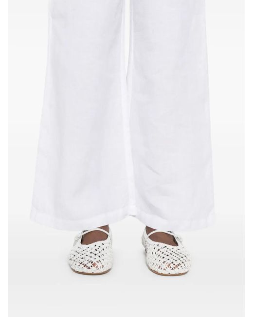 120% Lino White Linen Trousers