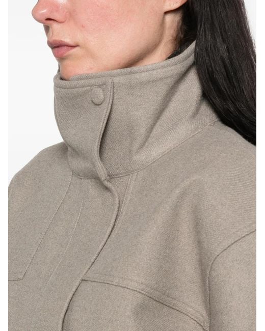 LA PISCINE Gray Belted High-Neck Bomber Jacket