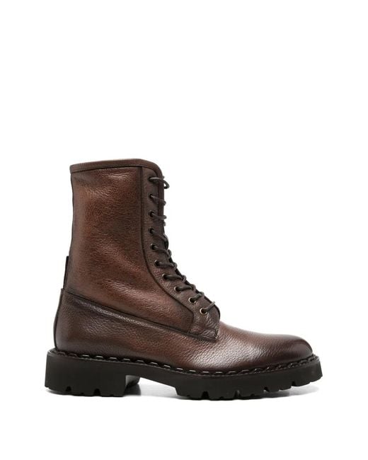 Eleventy Brown Bottines En Cuir À Lacets for men