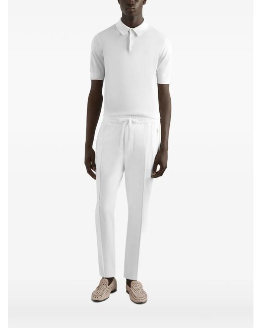 Dolce & Gabbana White Logo-Embroidered Polo Shirt for men