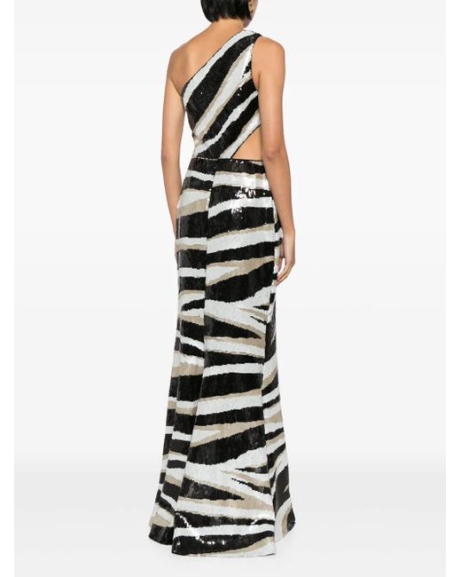 Elie Saab White Asymmetric Sequin Dress