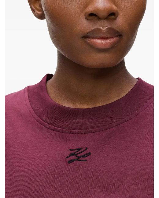 Karl Lagerfeld Red Autograph T-Shirt mit Stickerei