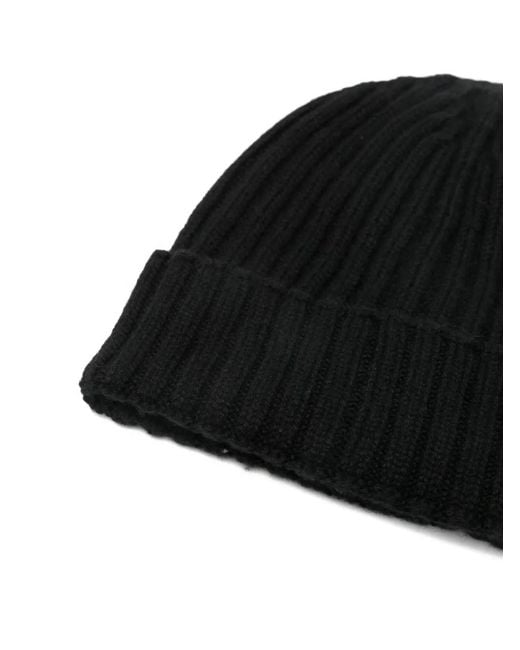 Dell'Oglio Black Ribbed Beanie for men