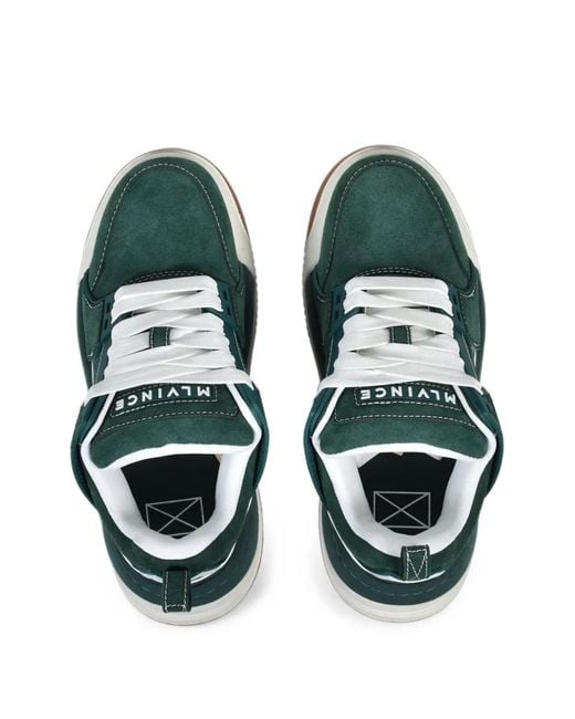 MLVINCE Green Raptor Low-Top Panelled Sneakers for men