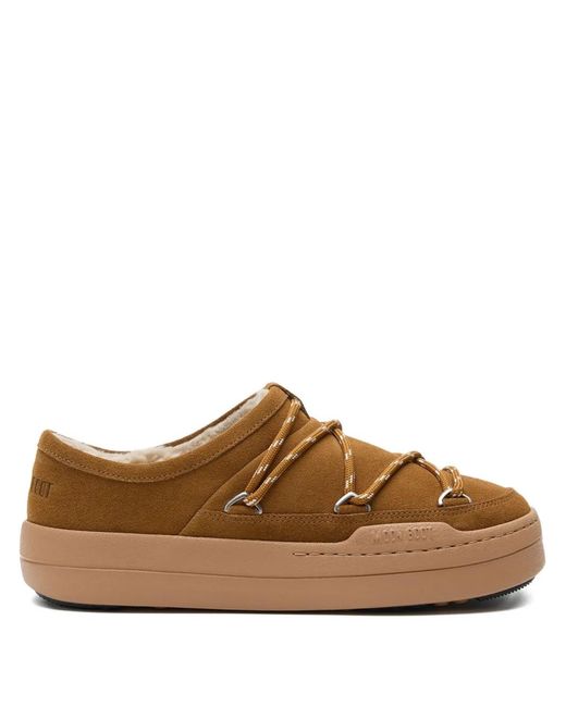 Moon Boot Brown Park Suede Slippers